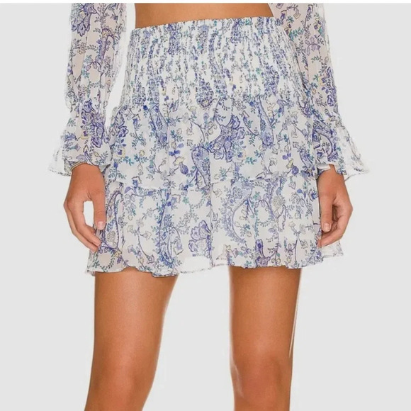 Milly Dresses & Skirts - Milly Women's White Wyatt Sketched Paisley Skirt 8